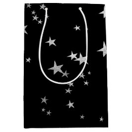 Bolsa De Regalo Mediana Estrellas negras plateadas