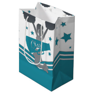Bolsa De Regalo Mediana Estrellas plateadas blancas turquesas animan la fi