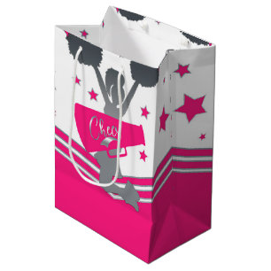 Bolsa De Regalo Mediana Estrellas Rosadas y Blancas Fiesta de Porristas An