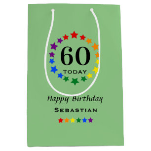 Bolsa De Regalo Mediana Estrellas temáticas del Orgullo LGBTQ de 60 años o