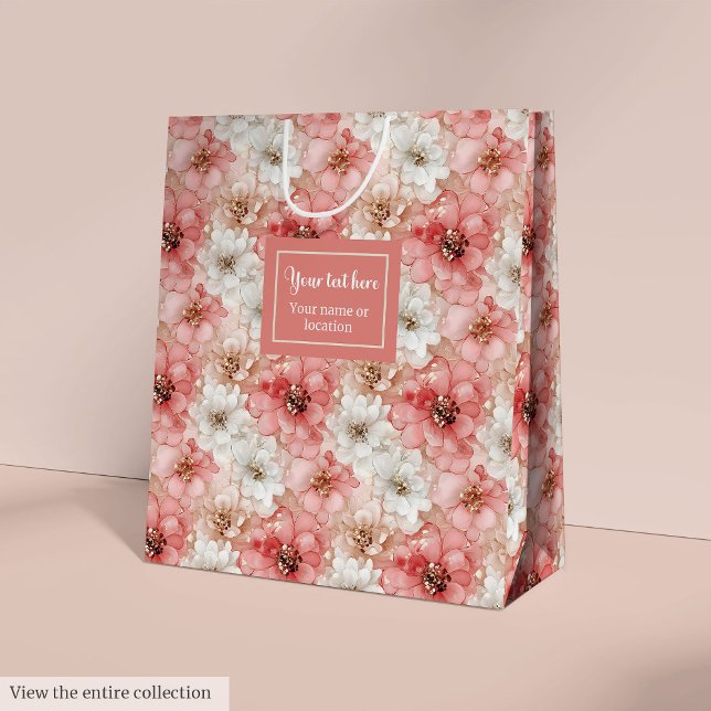 Bolsa De Regalo Mediana Ethereal blush and gold custom name gift bag (Ethereal blush and gold custom name gift bag)