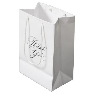Bolsa De Regalo Mediana Etiqueta de agradecimiento simple en blanco y negr