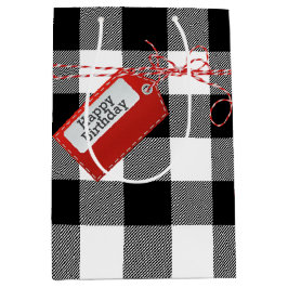 Bolsa De Regalo Mediana Etiqueta De Regalo De Cumpleaños Rojo En Un Regalo