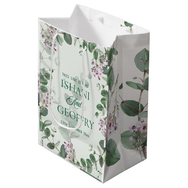 Bolsa De Regalo Mediana Eucalyptus Leaves Greenery Wedding (Angulo Anverso)