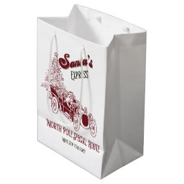Bolsa De Regalo Mediana Expreso Vintage de Navidad de Santa