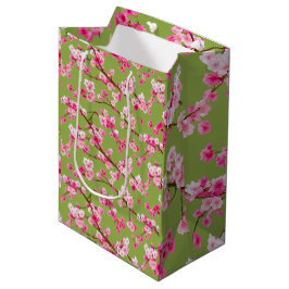 Bolsa De Regalo Mediana Exquisitos cerezos florales en Chartreuse