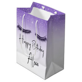 Bolsa De Regalo Mediana Eyelash de cumpleaños con Purpurina