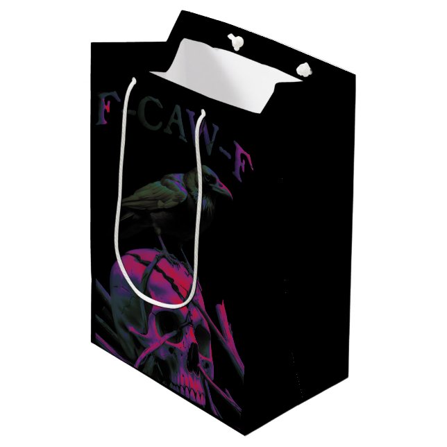 Bolsa De Regalo Mediana F-Caw-F Funny Black Crow Bird (Angulo Anverso)