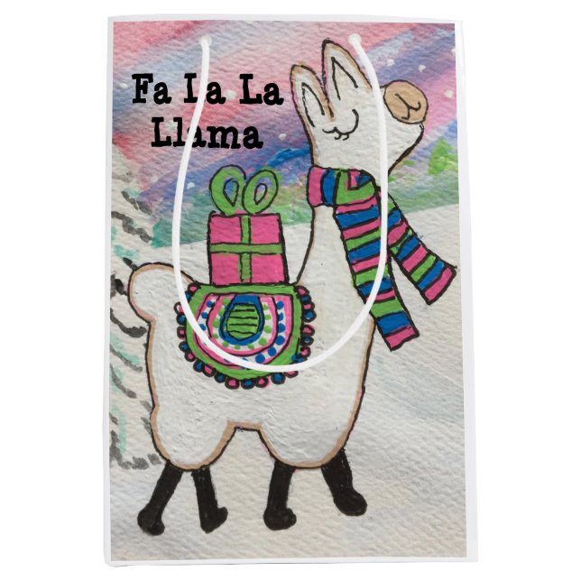 Bolsa De Regalo Mediana Fa La Llama Cute Navidades Modernos (Anverso)