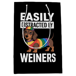 Bolsa De Regalo Mediana Fácilmente Distraído Por Weiners LGBTQ Arcoíris Ga