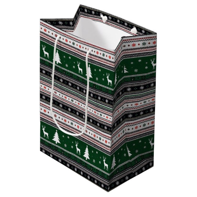 Bolsa De Regalo Mediana Fair Isle Holiday Knit (Angulo Anverso)