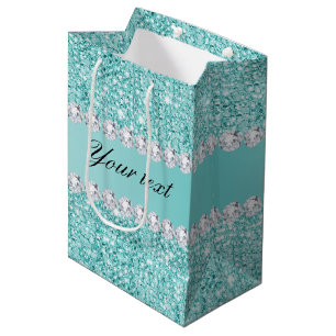 Bolsa De Regalo Mediana Falsas lentejuelas verde azuladas y diamantes
