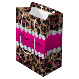 Bolsa De Regalo Mediana Falsas Relieve metalizado dorado y diamantes