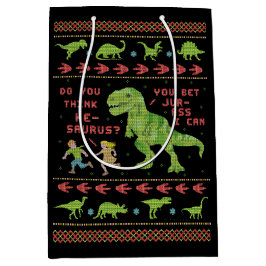 Bolsa De Regalo Mediana Falso punto del navidad T Rex del dinosaurio del