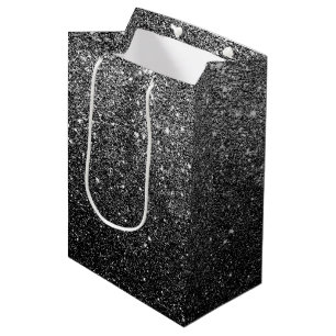 Bolsa De Regalo Mediana Falso purpurina negro elegante