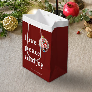 Bolsa De Regalo Mediana Familia navidad Foto Amor Fiesta de Alegría por la