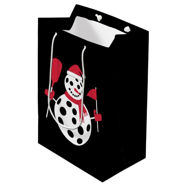 Bolsa De Regalo Mediana Familia Santa Hat Snowman Navidad a juego de bolas (Angulo Anverso)