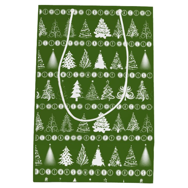 Bolsa De Regalo Mediana Fancy Christmas Tree Green Gift Bag (Reverso)