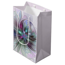 Bolsa De Regalo Mediana Fantasía colorida Resumen Flor Fractal Moderna