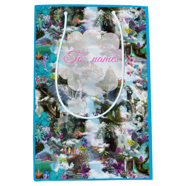 Bolsa De Regalo Mediana Fantasía Otros mundos en las nubes (Anverso)