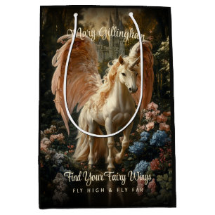 Bolsa De Regalo Mediana Fantasía Pink Fairy Forest Unicorn Woodland Magic