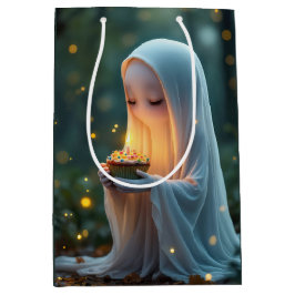 Bolsa De Regalo Mediana Fantasma con un pastel de cumpleaños