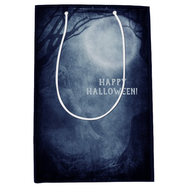 Bolsa De Regalo Mediana Fantasma Halloween Fantasma Luna Llena de noche (Anverso)