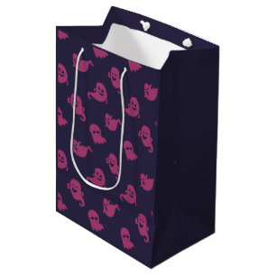 Bolsa De Regalo Mediana Fantasmagoricos de color rosa oscuro sobre fondo p