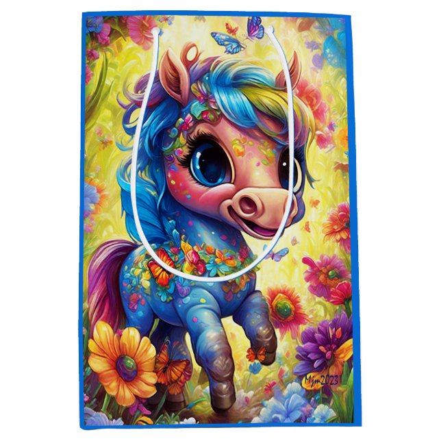 Bolsa De Regalo Mediana Fantasy Cute Horse Animal (Anverso)