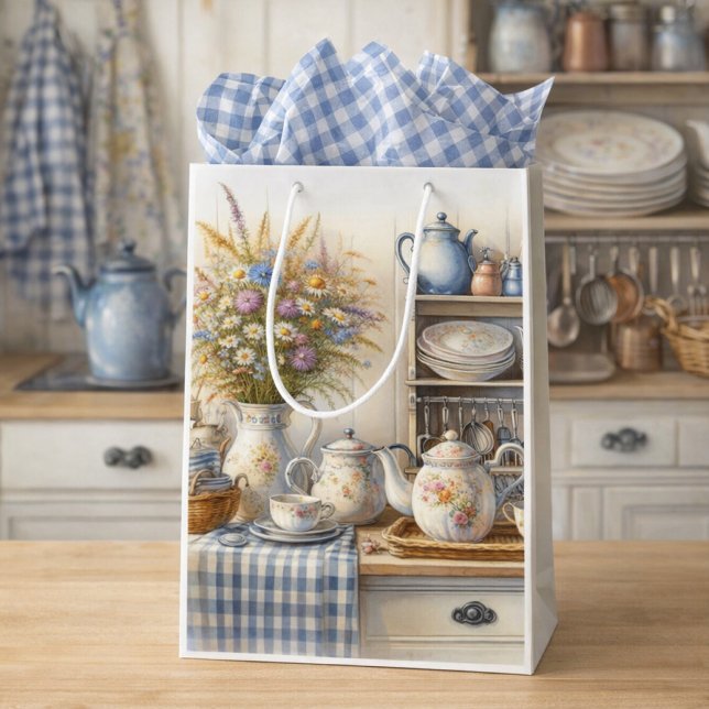 Bolsa De Regalo Mediana Farmhouse Coffee Pot and Wildflowers  (Subido por el creador)