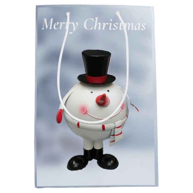 Bolsa De Regalo Mediana Fat Round Funny Tin Snowman (Anverso)