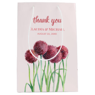 Bolsa De Regalo Mediana Favor de Boda Allium Floral Acuarela Rosa Púrpura