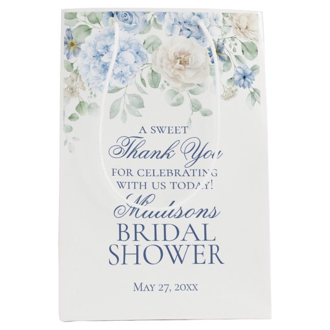 Bolsa De Regalo Mediana Favor de boda de Something Blue Floral Hydrangea (Anverso)
