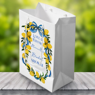 Bolsa De Regalo Mediana Favor de limones con lazo azul para despedida de s