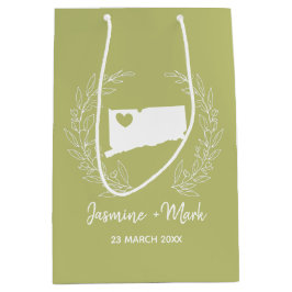 Bolsa De Regalo Mediana Favoritos de boda de destino del mapa de Connectic