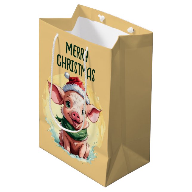 Bolsa De Regalo Mediana Favoritos divertidos de los Navidades de animales  (Angulo Anverso)