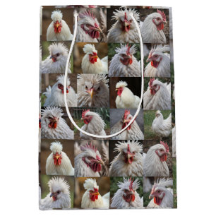 Bolsa De Regalo Mediana "Feathers in Focus: Un retrato de pollo blanco"