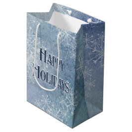 Bolsa De Regalo Mediana Felices fiestas, copos de nieve