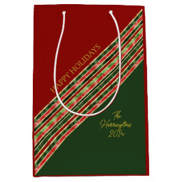 Bolsa De Regalo Mediana Felices Fiestas Elegantes Navidades Coloridos