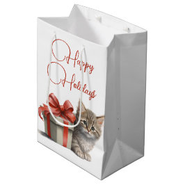Bolsa De Regalo Mediana Felices fiestas Kitty con regalo