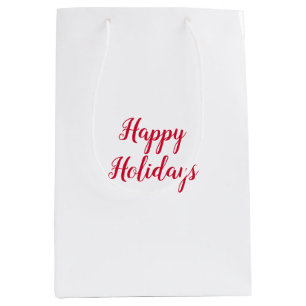 Bolsa De Regalo Mediana Felices fiestas navidad letra roja blanca