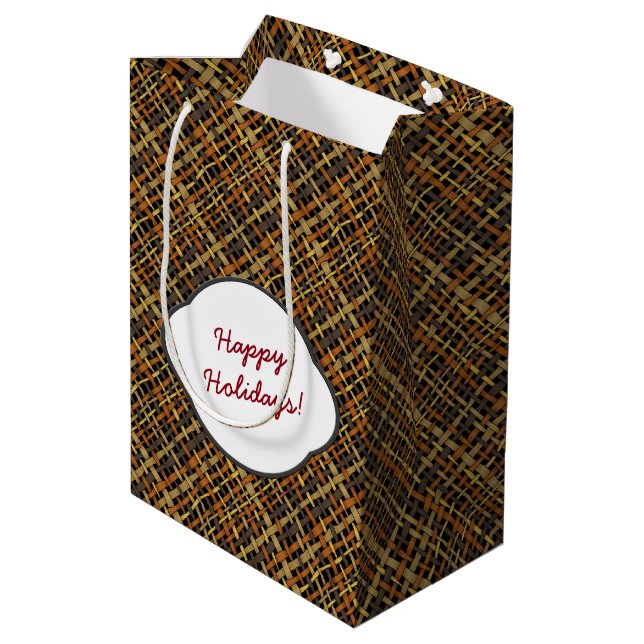 Bolsa De Regalo Mediana Felices Fiestas Rough Graphlap (Angulo reverso)