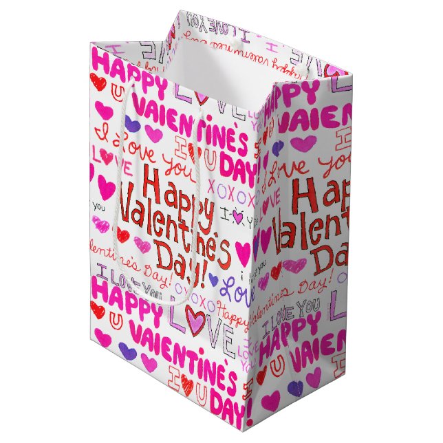 Bolsa De Regalo Mediana Felices garabatos de San Valentín (Angulo Anverso)