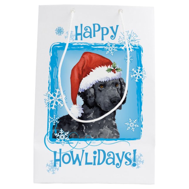 Bolsa De Regalo Mediana Felices Howlidays Curly Coated Retriever (Reverso)