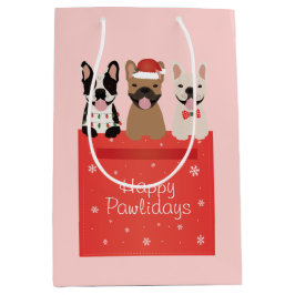 Bolsa De Regalo Mediana Felices Pawlidays Bulldoges franceses