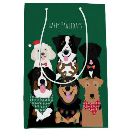 Bolsa De Regalo Mediana Felices Pawlidays Cute Navidades Perros
