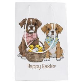 Bolsa De Regalo Mediana Felices perros del Boxer de Pascua
