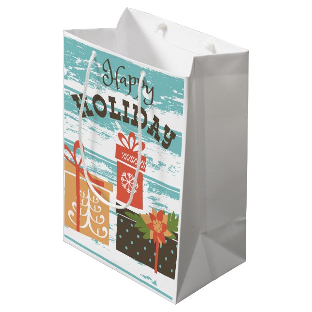 Bolsa De Regalo Mediana Felices vacaciones de Navidades de vacaciones (Angulo Anverso)