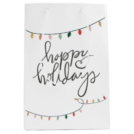 Bolsa De Regalo Mediana Felices vacaciones elegante y colorida cadena de l