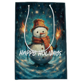 Bolsa De Regalo Mediana Felices vacaciones Navidades tradicionales de Snow